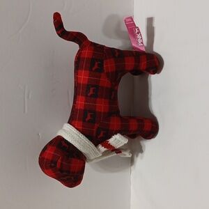 Victoria's Secret PINK Dog In Red Plaid Tartan With White Scarf